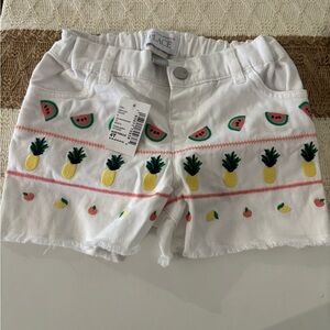 The Children's Place White Fruit Print Shorts NWT